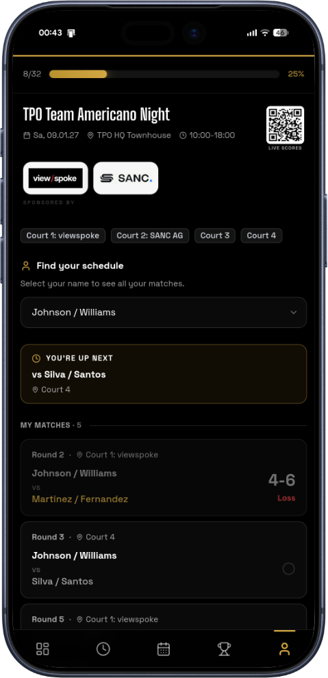 Your schedule, your next court